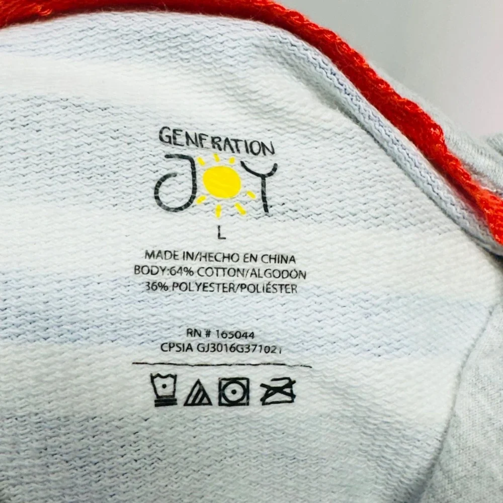 Generation Joy Blue Nautical Striped Hoodie Lined Hood Little Boys Large 4/5 6/7